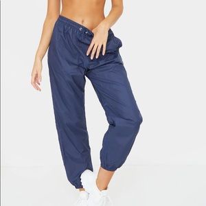 Navy Nylon joggers